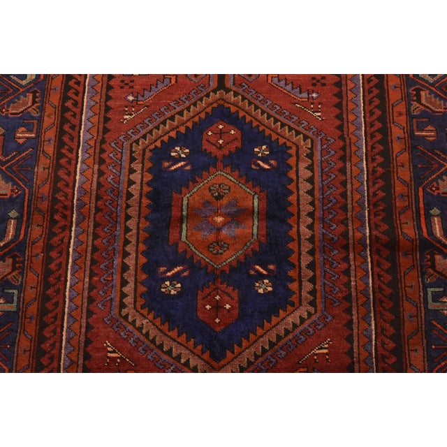 1990s Hamedan Rug 4’6” X 8′ Red Wool Vintage Tribal Hand-Knotted Oriental Carpet For Sale - Image 5 of 13