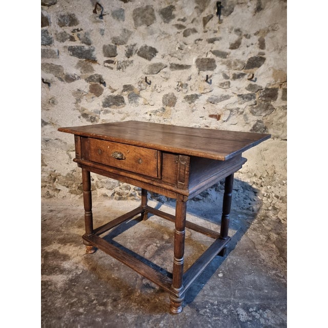 French Rustic Oak Table with Drawer, Late 18th-Early 19th Century For Sale - Image 15 of 18