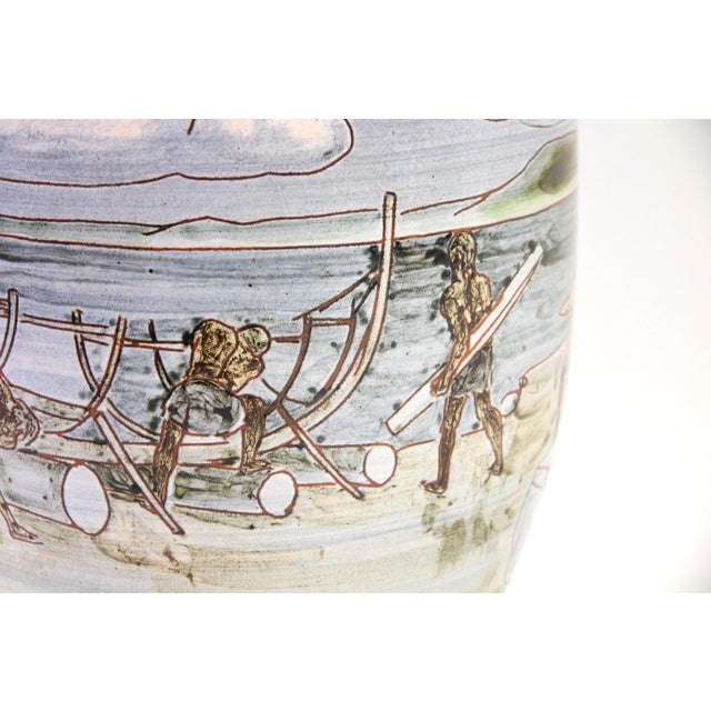 Ceramic Art Nouveau Large Decorative Vase by Harald Folmer Gross, Denmark, 1940s For Sale - Image 7 of 10