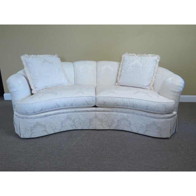 Stickley White Damask Upholstered Sofa & Pillows Chairish