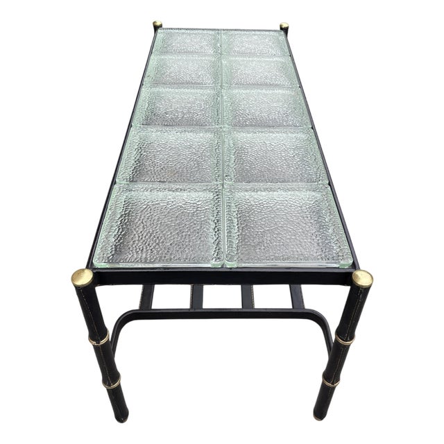 Stitched Leather Cocktail Table by Jacques Adnet, 1950s For Sale