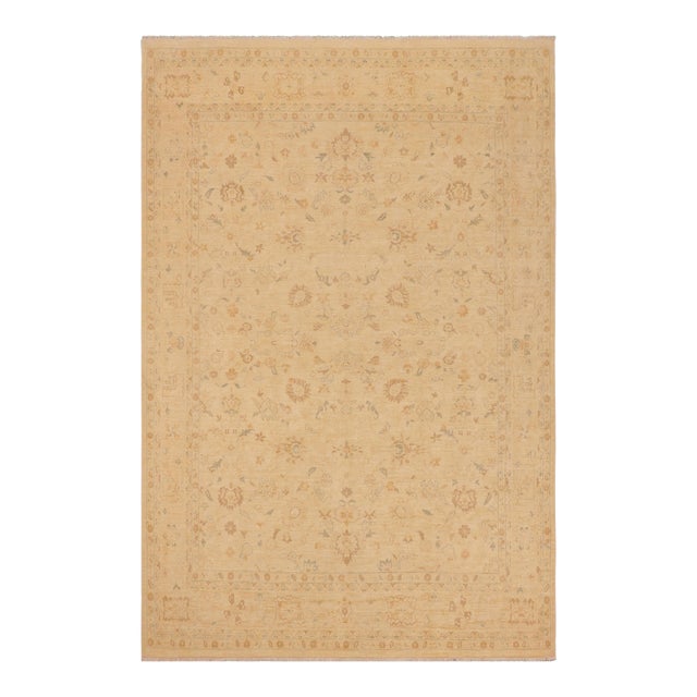 Shabby Chic Ziegler Beige Brown Hand-Knotted Wool Rug - 9'2'' X 12'3'' For Sale