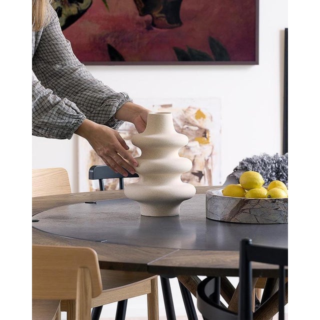 Hector Dining Table 120 with Concrete Top and Dark Oak Legs by Eberhart Furniture For Sale - Image 9 of 13