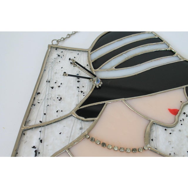 Vintage Stained Glass Panel W/ Female Figure For Sale In Milwaukee - Image 6 of 6