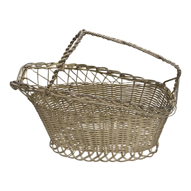 Silver Weaved Wine Holder Basket For Sale
