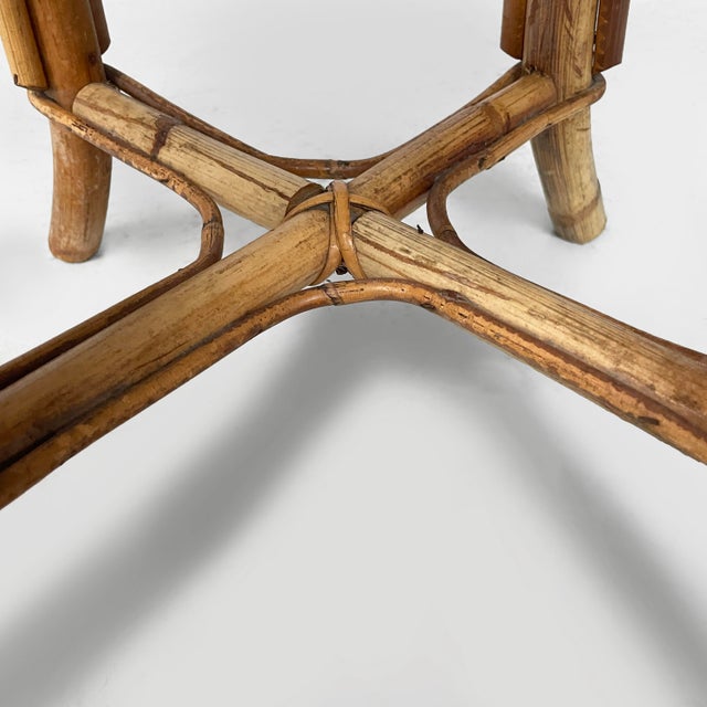 Mid-Century Modern Italian Round Table Stool in Rattan, 1960s For Sale - Image 12 of 14