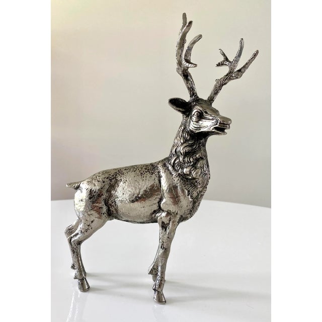 Gucci Large 1970's Silver Plate Stag For Sale - Image 9 of 9