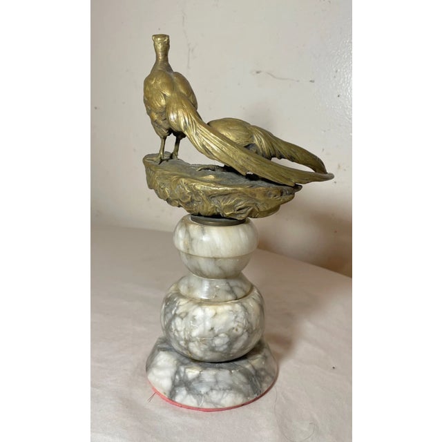 Antique German Rudolf Henn Bronze Alabaster Perched Pheasant Statue Sculpture For Sale - Image 9 of 14