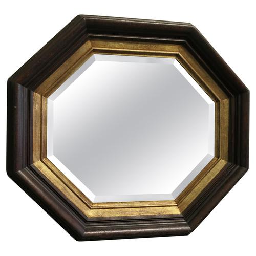 Wood Regency Style Octagonal Black and Gilt Wall Mirror, 1990s For Sale - Image 7 of 7