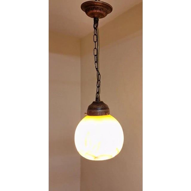 Metal Small Antique German Art Deco Ceiling Lamp, 1920s For Sale - Image 7 of 7