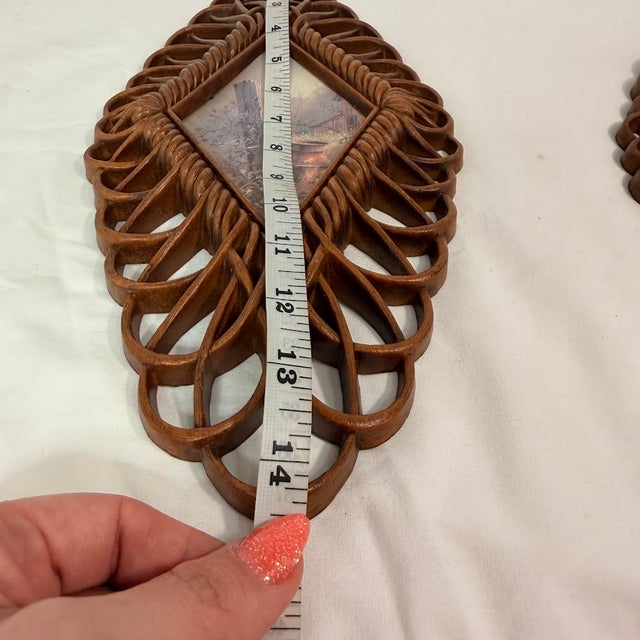 Vintage 1975 Burwood Products Co Wall Plaques Set 2 Country Scenes Brown Retro For Sale - Image 9 of 10