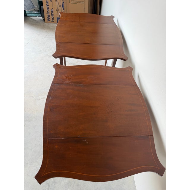 Brown Vintage Mahogany Pembroke Drop-Leaf Nightstands – Pair For Sale - Image 8 of 13