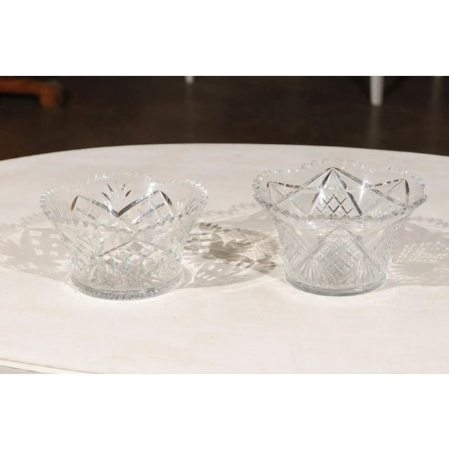 Circa 1900 English Cut Crystal Bowl with Scalloped Top & Diamond Motifs For Sale - Image 9 of 12