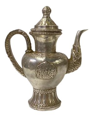 Chinese Handmade Metal Silver Color Vase Teapot Jar Display