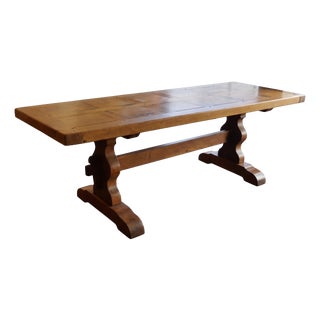 20th Century Collapsible Oak Monastery Table with Panelled Top in Mortise and Tenon Joints, 1930s For Sale