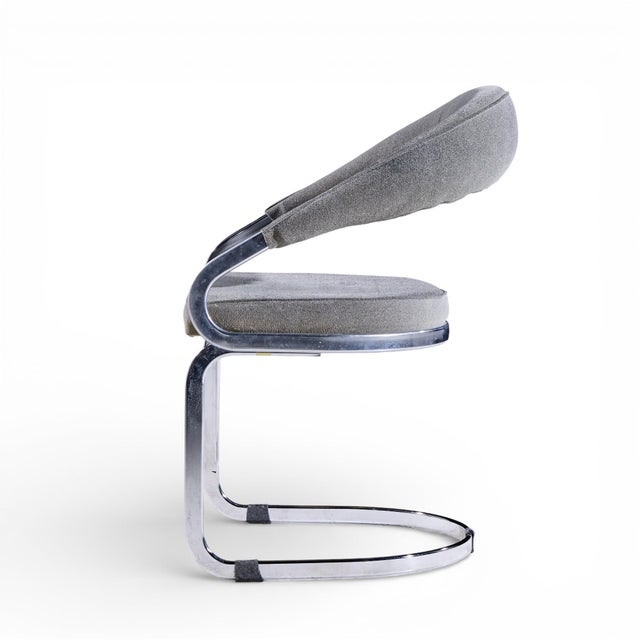 Giotto Stoppino for Kartell Mid Century Italian Chrome Cantilever Dining Chairs - Set of 6 For Sale - Image 9 of 10