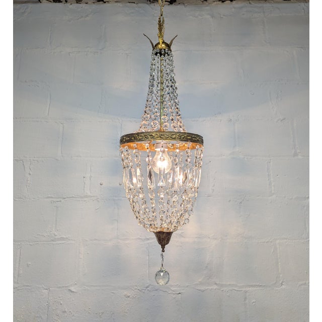 1940's Italian Empire Revival "Sac E Perle" Crystal Basket Chandelier For Sale - Image 10 of 13