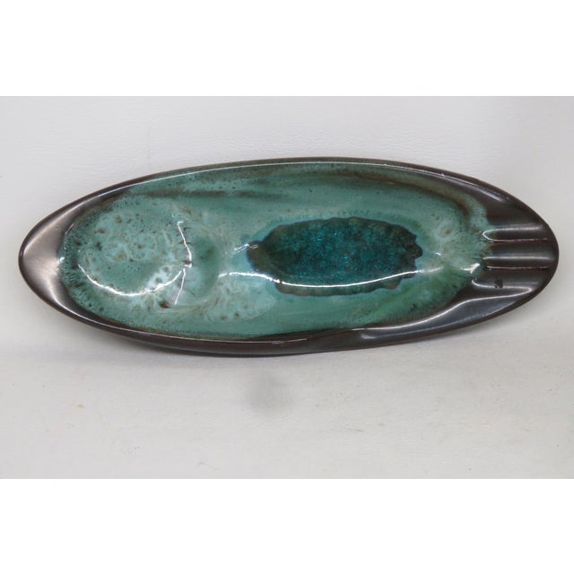 Ceramic Mid Century Modern Ceramic Green and Brown Ashtray 4601b For Sale - Image 7 of 16
