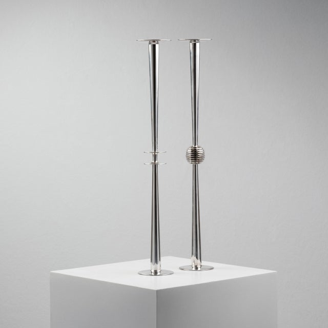 Silver-Plated Metal Candlesticks by Lino Sabattini for Sabattini, Italy, 1960s, Set of 2, in Flawless conditions. Designed...