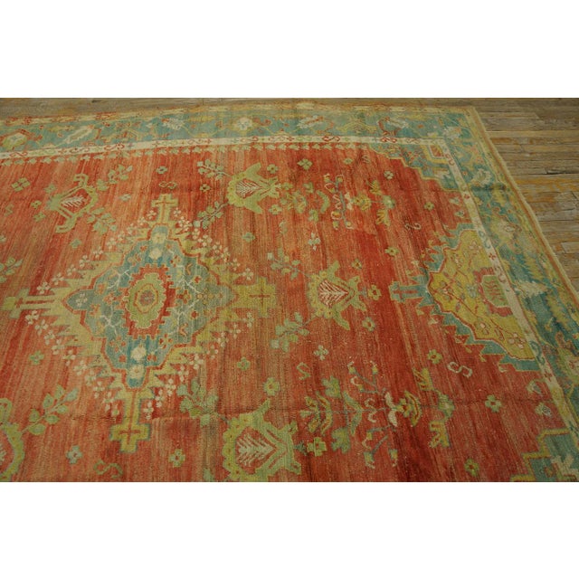 Soft Small Scale Medallion/Crest Design Antique Rustic Turkish Oushak Decorative For Sale - Image 12 of 12