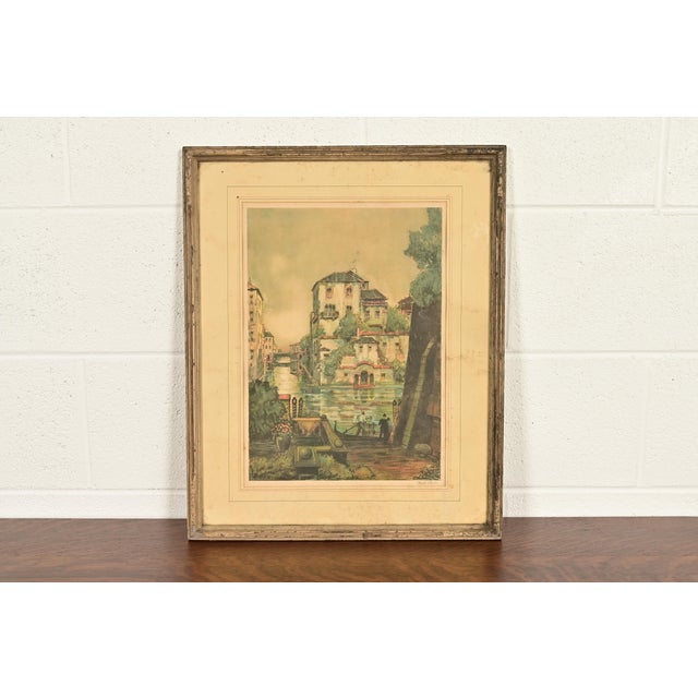 Antique Venice Italy Signed Lithograph by Claude Duval, Circa 1900 For Sale - Image 12 of 12