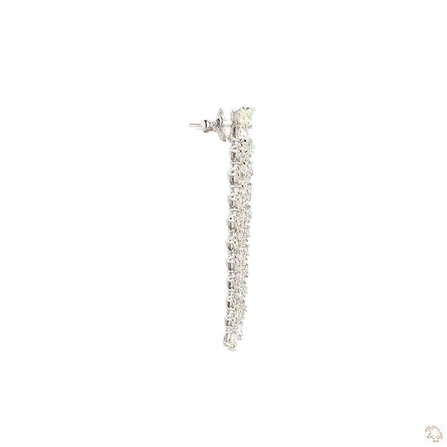 Silver 1.61 Carat Round Brilliant Cut Diamond Gold Earrings, Pair For Sale - Image 8 of 9
