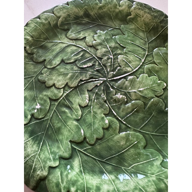 Italian Vintage Vietri Green Oak Leaf Plates – Set of 4 - Made in Italy For Sale - Image 3 of 6