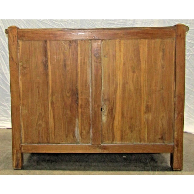 Antique Dutch Colonial Teak Carved Two Drawer Two Door Buffet Cabinet For Sale - Image 4 of 13