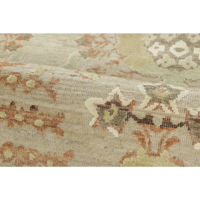 Goldenrod Contemporary Block Print Floral Natural Silk Runner by Rug & Kilim, India For Sale - Image 8 of 9