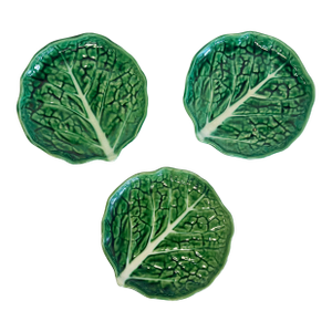 Vintage Bordallo Pinheiro Style Cabbage Leaf Plates, Set of 3