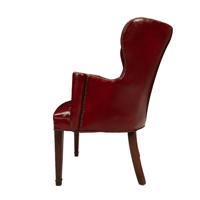 Burgundy 1950s Burgundy Red Vinyl Wingback Studded Library Club Chair For Sale - Image 8 of 13