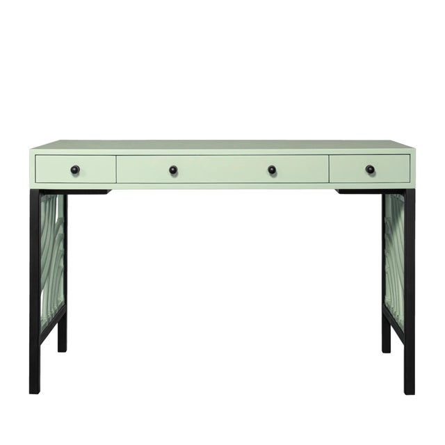David Francis Swirl Writing Desk - Celery Green For Sale - Image 4 of 9