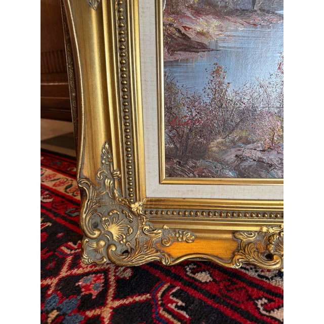1960s Vintage 1960s Framed, Signed Oil on Canvas Landscape Painting For Sale - Image 5 of 11