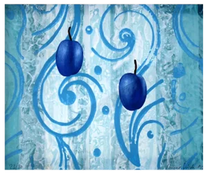 Heiner Geisbe, Plums, 1995, Gouache & Watercolor & Paper