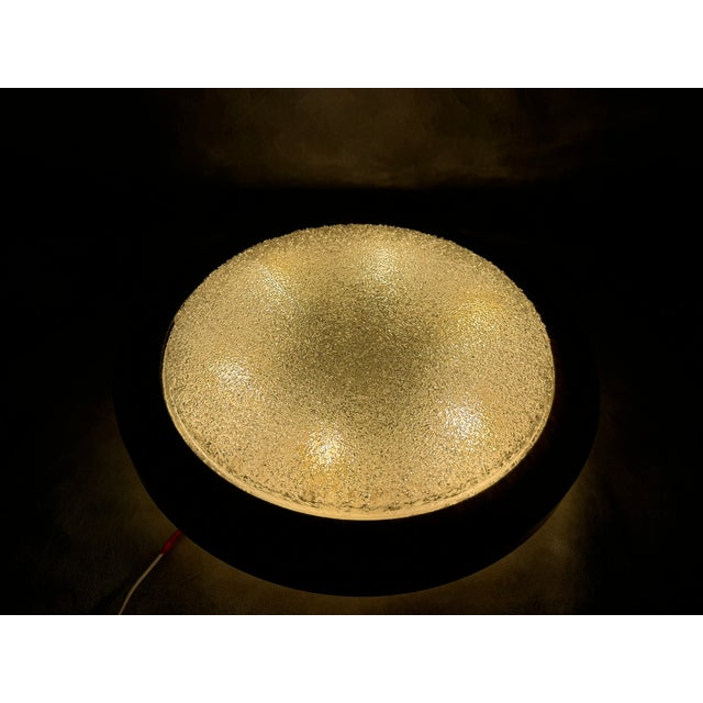 Large Ice Glass Flush Mount Ceiling Lamp attributed to Doria Leuchten Germany, 1960s For Sale - Image 4 of 11