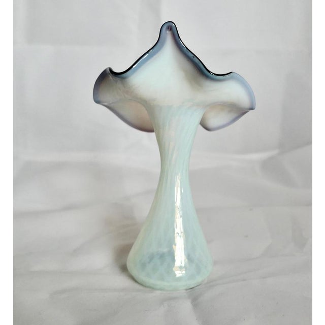 Victorian Hand Blown Semi Opalescent Jack in the Pulpit Vase For Sale - Image 6 of 7
