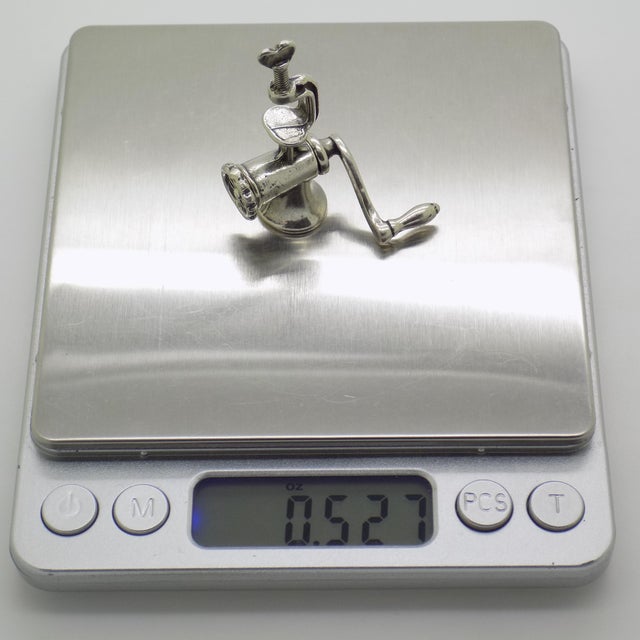 Silver Vintage Italian Handmade Silver Tomato Milling Machine for Tables Dollhouse Miniature For Sale - Image 8 of 9