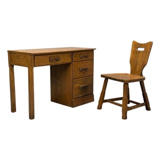 A. Brandt Ranch Oak, Oak, Writing Desk and Chair, Usa, 1950s For Sale