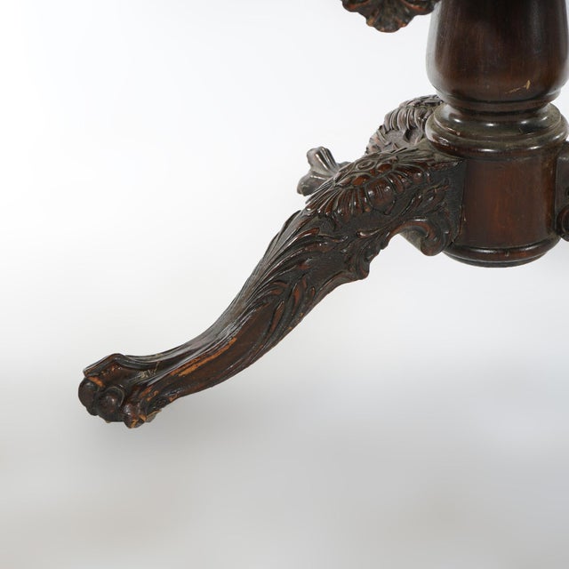 Antique Chippendale Carved Mahogany Double Pedestal Dining Table Circa 1930 For Sale - Image 9 of 12