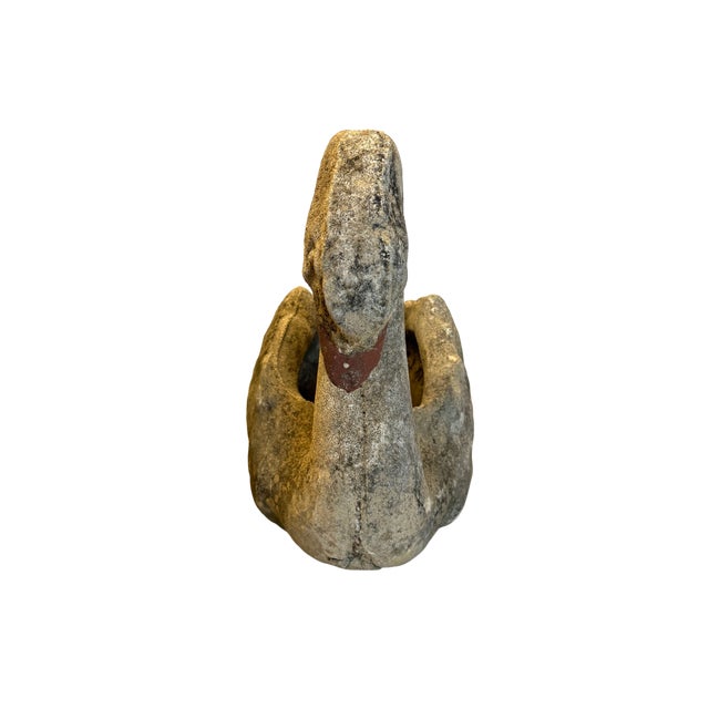 Original Mid-Century Concrete Black Garden Swan For Sale - Image 4 of 8