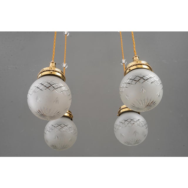 Art Deco Chandelier with Cut Glass Shades, Vienna, 1920s For Sale - Image 10 of 18