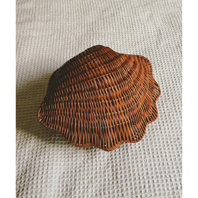 1970s Vintage Wicker Shell Storage Basket, 1970 For Sale - Image 5 of 5