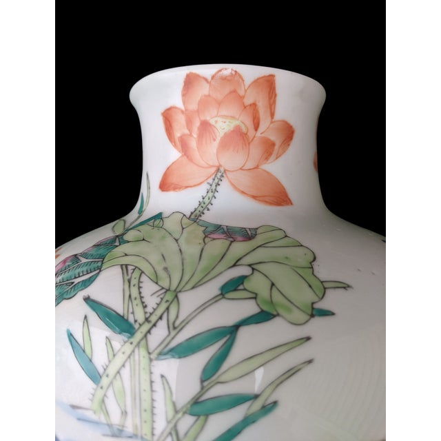 Vintage Chinese Qianlong Mark Famille Verte Wucai Porcelain Vase For Sale - Image 9 of 15