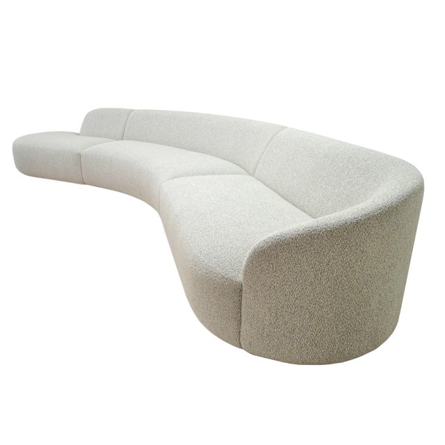 Contemporary Rounded Sectional Modular Sofa in Beige Quinoa Boucle Fabric by Kabinet For Sale - Image 3 of 7