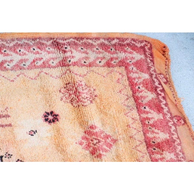 Vintage Moroccan Berber Rug in Saffron, Coral and Black, 71 X 145 In, 1960s For Sale - Image 11 of 12
