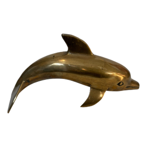 Vintage Mid-Century Polished Brass Dolphin Figurine