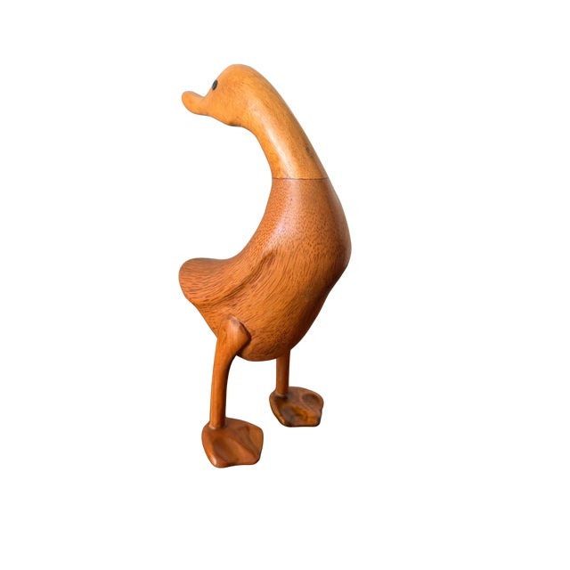 Mid 20th Century Duck Hand-Carved Natural Wooden Duck Sculpture – Organic Modern Folk Art Figurine, Sustainable Bamboo Root Decor For Sale - Image 13 of 17