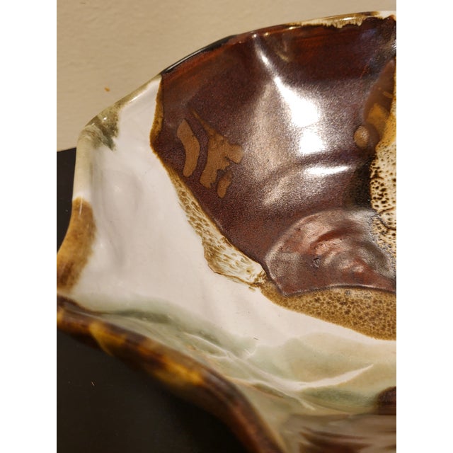 1980s Studio Pottery Centerpiece Bowl Drip Glaze Speckle For Sale - Image 5 of 9
