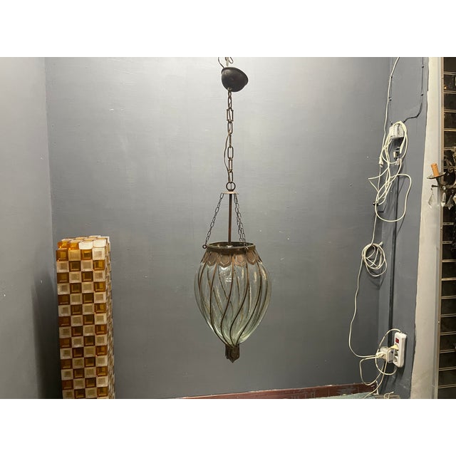 Wrought Iron and Murano Glass Light Pendant, 1950s For Sale - Image 17 of 18