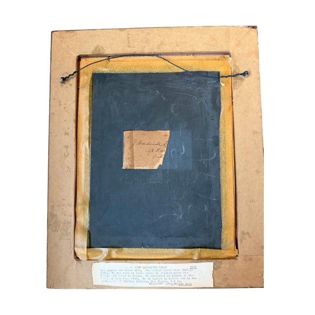 Wood Antique Fine Art Pair of John Hardwicke Lewis Portrait Paintings in Ornate Gilt Frames - 1874 For Sale - Image 7 of 11